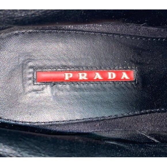 PRADA Women's Black Milano Suede Lace-Up Wedge Boots Booties Size 39/US 9 - Picture 5 of 8